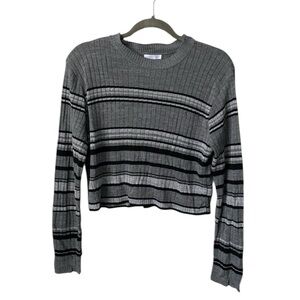 Abound | EUC Black and Gray Lightweight Ribbed Cropped Sweater Size X-Large
